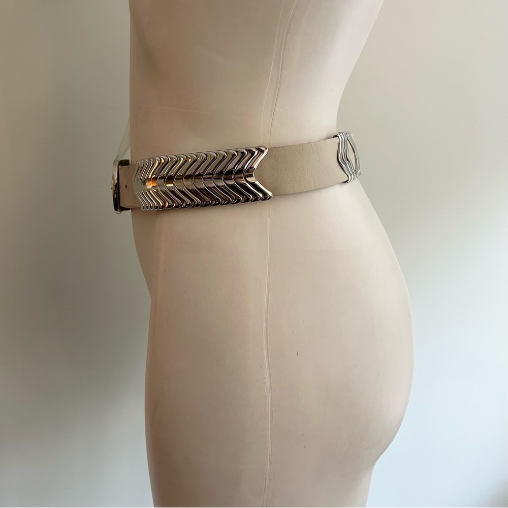 Isabel Marant Tehora Leather Studded Belt, Chalk/Silver 80 (M/32) - Picture 8 of 16